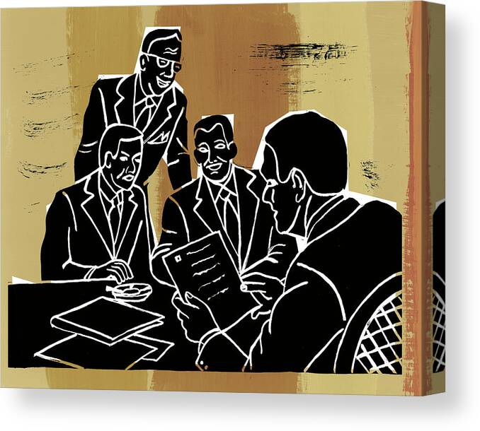 Adult Canvas Print featuring the drawing Business Meeting #6 by CSA Images