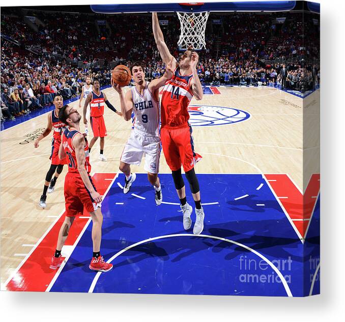 Nba Pro Basketball Canvas Print featuring the photograph Philadelphia 76ers V Washington Wizards by Jesse D. Garrabrant