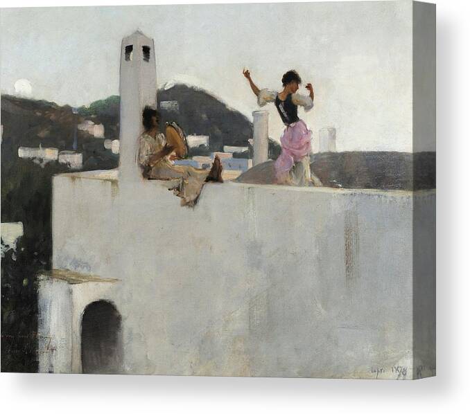Figurative Canvas Print featuring the painting Capri Girl On A Rooftop by John Singer Sargent