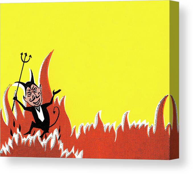 Afraid Canvas Print featuring the drawing Devil #7 by CSA Images
