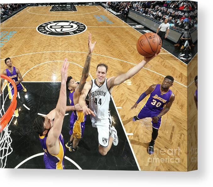 Bojan Bogdanovic Canvas Print featuring the photograph Los Angeles Lakers V Brooklyn Nets by Nathaniel S. Butler