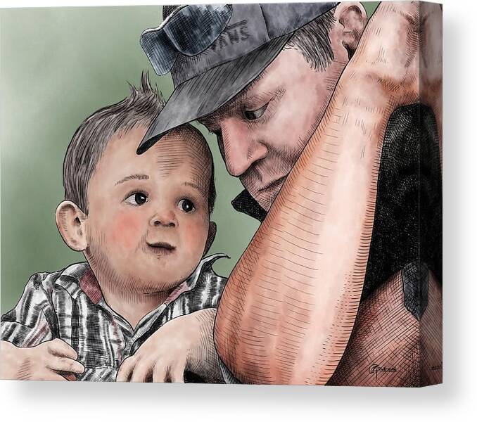 Portrait Canvas Print featuring the digital art A Conversation with Daddy by Rick Adleman