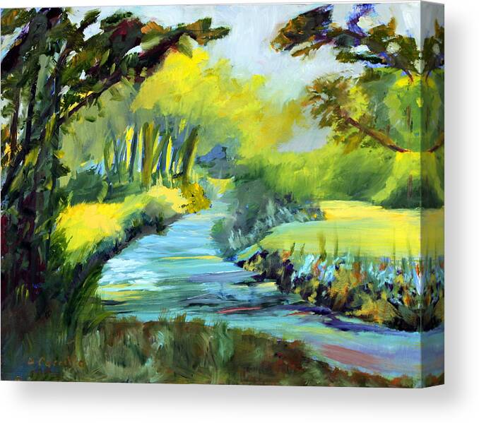 Landscape Canvas Print featuring the painting A Summer Day by Donna Carrillo