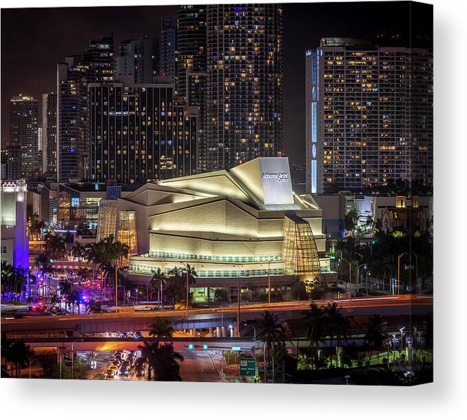 Adrienne Canvas Print featuring the photograph Adrienne Arsht Center HDR by Joe Myeress
