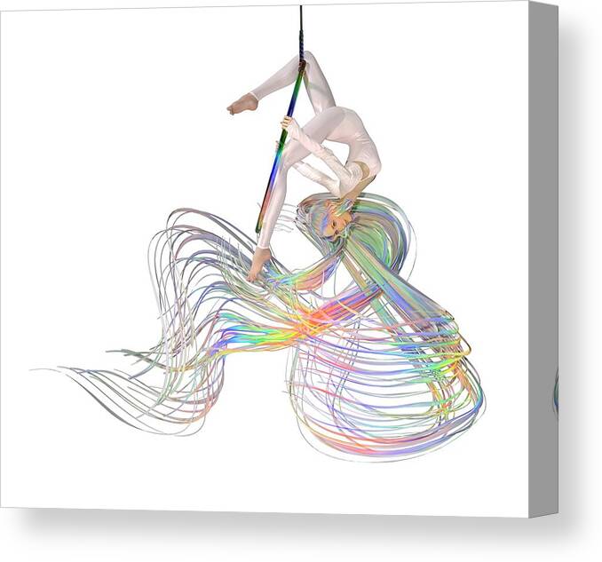Hoop Canvas Print featuring the digital art Aerial Hoop Dancing Ribbons for Her Hair PNG by Betsy Knapp