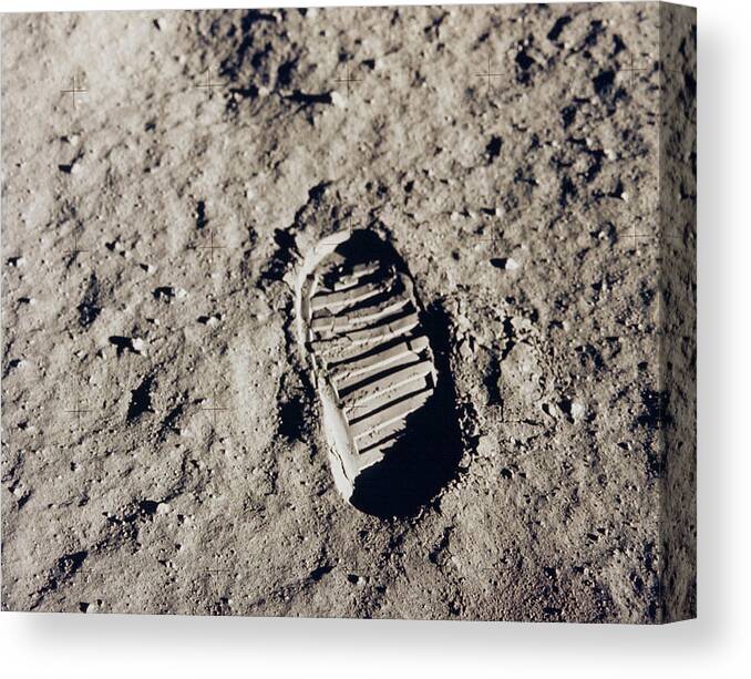 Aldrin Canvas Print featuring the photograph Footprint On The Moon, 1969 by American School