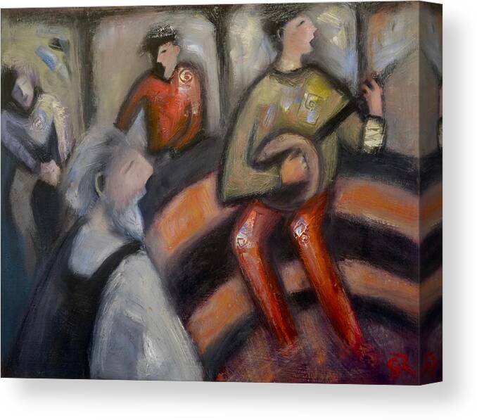 Music Party Canvas Print featuring the painting And their song sails round by Suzy Norris