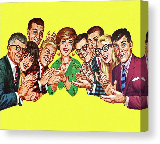 Adult Canvas Print featuring the drawing Applause From Group of People by CSA Images