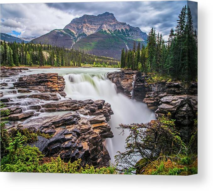 Jasper Canvas Print featuring the photograph Athabasca Falls Jasper National Park Alberta Canada Banff by Toby McGuire