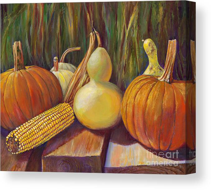 Outdoors Canvas Print featuring the painting Autumn Harmony by AnnaJo Vahle