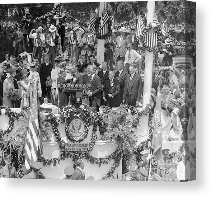 Mature Adult Canvas Print featuring the photograph Award Ceremony For Charles Lindbergh by Bettmann
