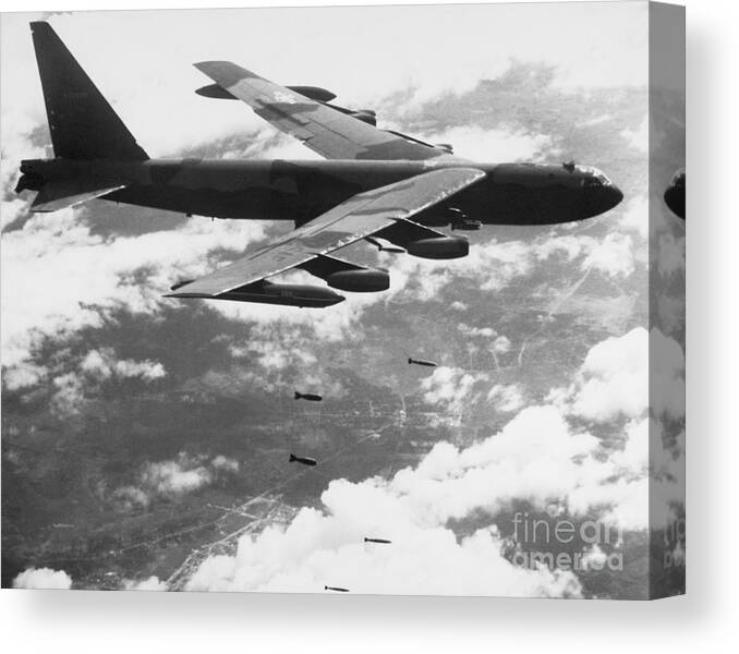 Ho Chi Minh City Canvas Print featuring the photograph B 52 Stratofortress Bombing In Vietnam by Bettmann