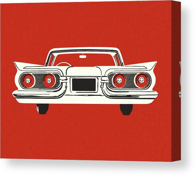 Auto Canvas Print featuring the drawing Back Side of a Car by CSA Images