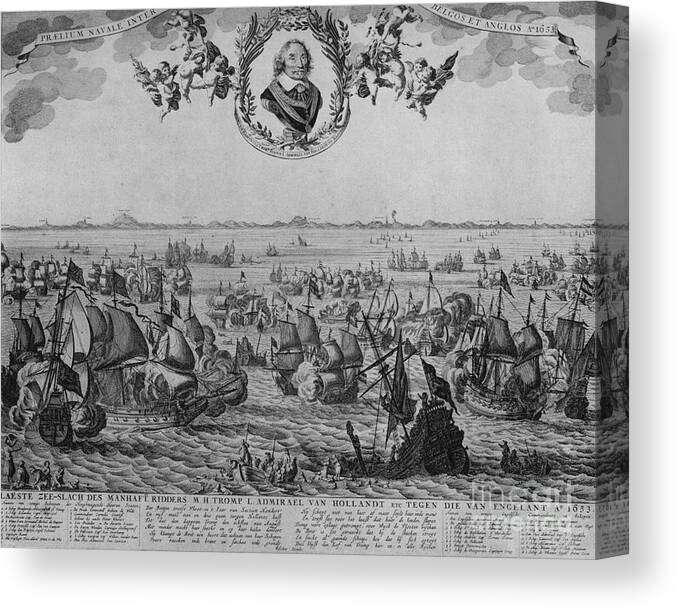 Engraving Canvas Print featuring the drawing Battle Of Scheveningen by Print Collector