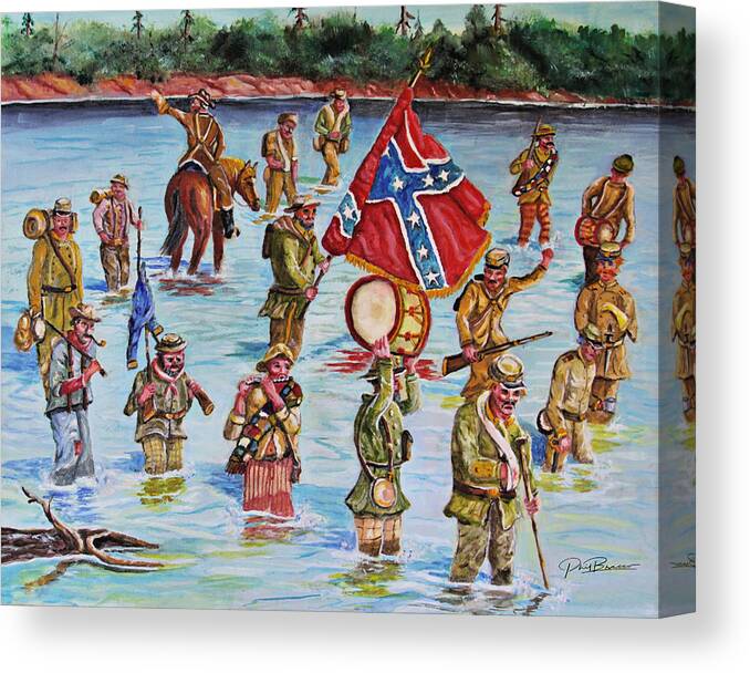 Civil War Battle Canvas Print featuring the painting Battle of Spanish Fort, Mobile Bay 1865 by Philip And Robbie Bracco