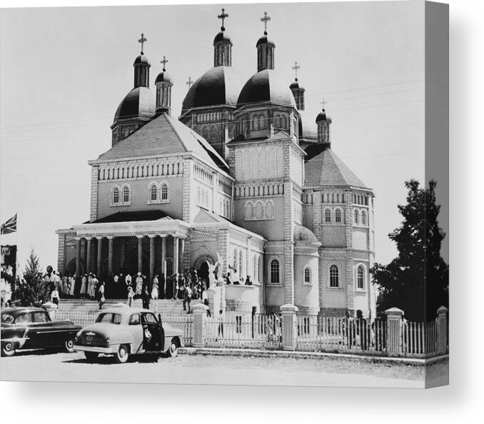 Shadow Canvas Print featuring the photograph Beautiful Church Built By Volunteers by Keystone-france