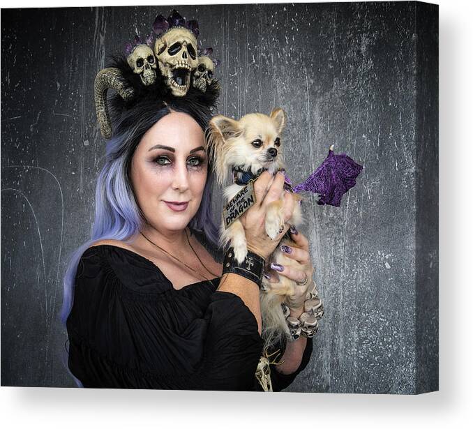 Whitby
Goth
Gothic
Dog
Spooky
Fashion
Girl Canvas Print featuring the photograph Beware Of The Dragon by Daniel Springgay
