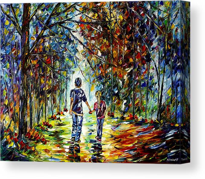 Children In The Nature Canvas Print featuring the painting Big Brother by Mirek Kuzniar