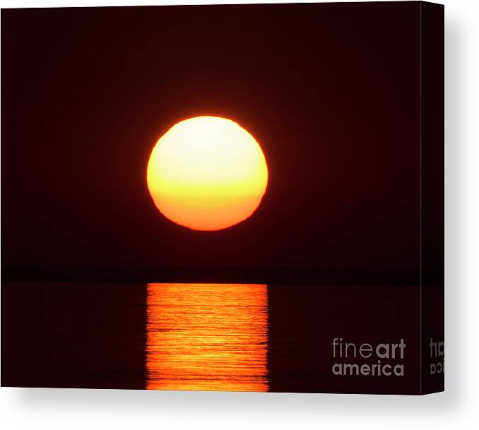 Amber Canvas Print featuring the photograph Big Sun on Lake Superior by Bill Frische