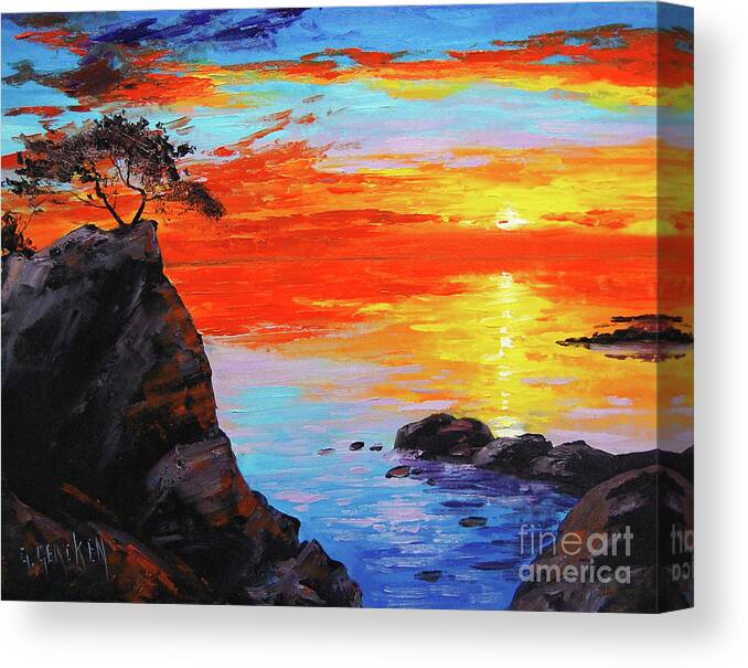 Sunset Canvas Print featuring the painting Big Sur Sunset by Graham Gercken