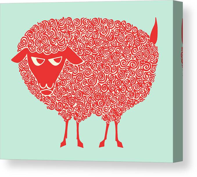 Agriculture Canvas Print featuring the drawing Black Sheep by CSA Images