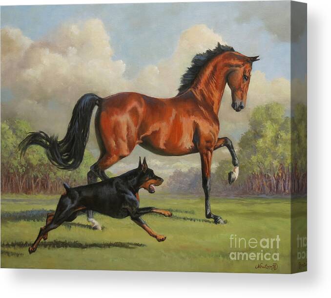 American Saddlebred Canvas Print featuring the painting Blaze and Grace by Jeanne Newton Schoborg