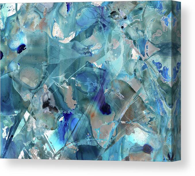 Abstracts Canvas Print featuring the painting Blue Abstract Art - Ice Castles - Sharon Cummings by Sharon Cummings