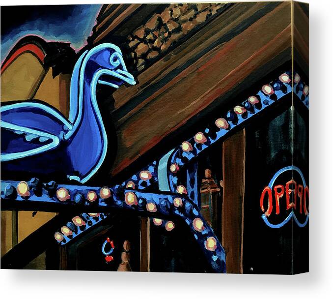 Blue Goose Canvas Print featuring the painting Blue Goose by Les Herman