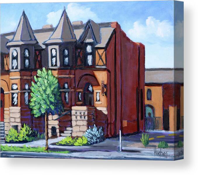 Building Canvas Print featuring the painting BOISE Idaho St by Kevin Hughes