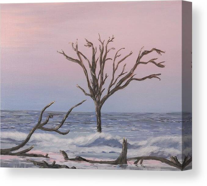 Beach Canvas Print featuring the painting Boneyard Beach Sunrise by Deborah Smith