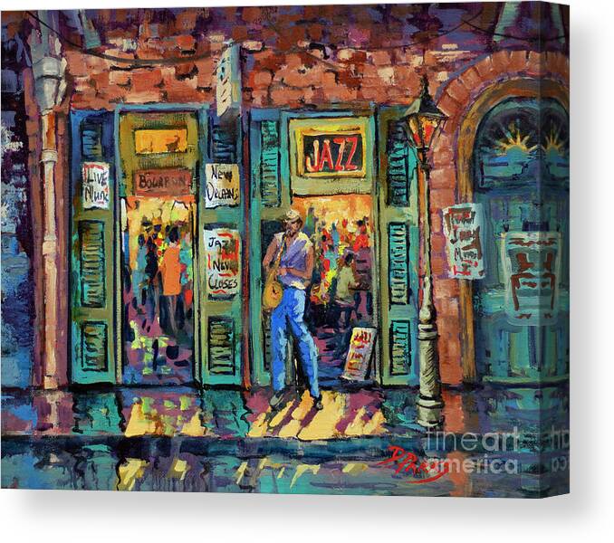 New Orleans Painting Canvas Print featuring the painting Bourbon Jazz by Dianne Parks