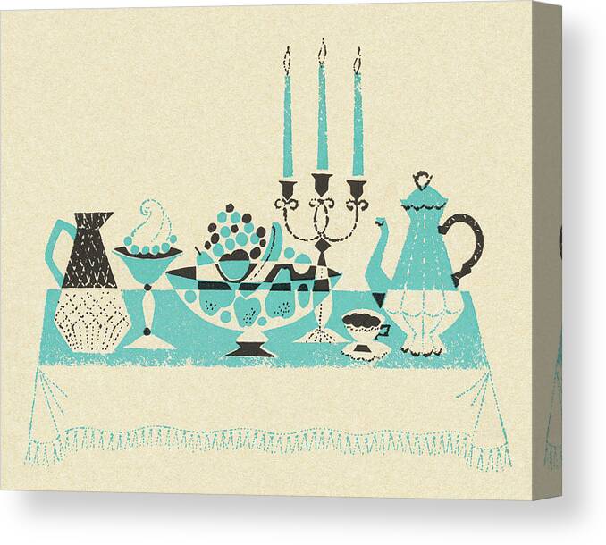 Beverage Canvas Print featuring the drawing Buffet Spread on Table by CSA Images