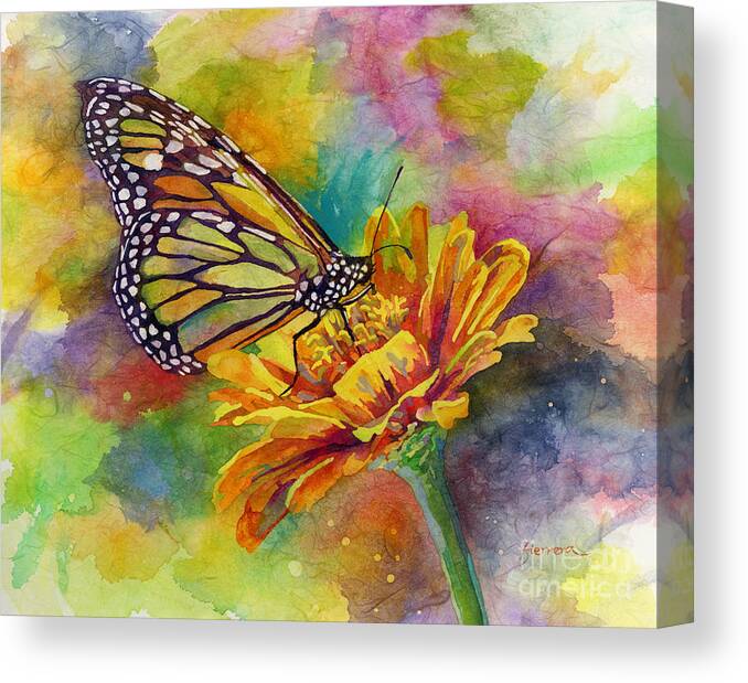 Butterfly Canvas Print featuring the painting Butterfly Kiss by Hailey E Herrera