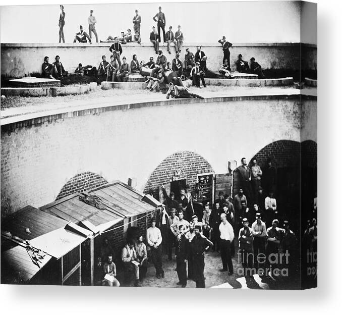 People Canvas Print featuring the photograph Cadets Guiding Prisoners by Bettmann