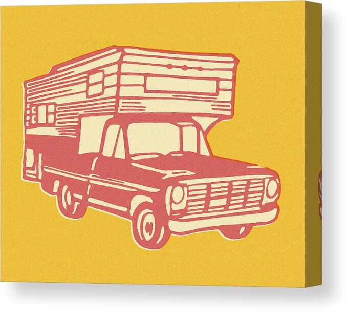 Adventure Canvas Print featuring the drawing Camper on Truck by CSA Images
