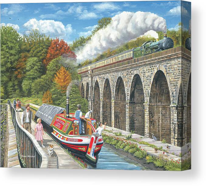 Canalside Memories Canvas Print featuring the painting Canalside Memories by Trevor Mitchell