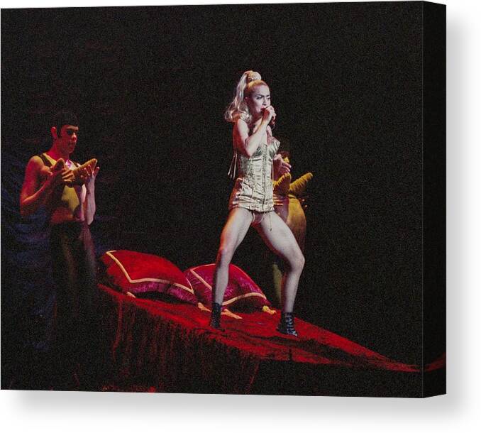 #madonna Canvas Print featuring the photograph Candid Portrait Of Madonna Performing During Blond Ambition World Tour by Globe Photos