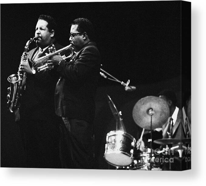 Cannon Ball & Nat Aderley Canvas Print featuring the photograph Cannon Ball and Nat Aderley at Monterey Jazz Festival by Dave Allen