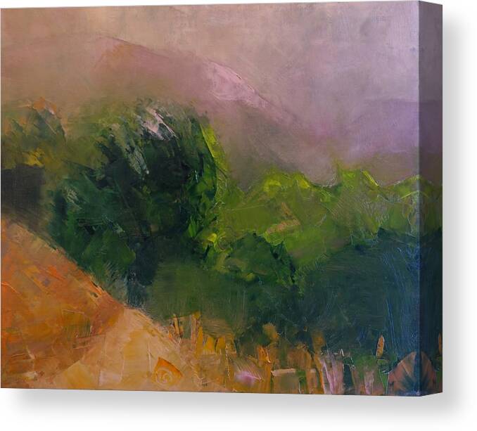 Landscape Canvas Print featuring the painting Canyon of Mists by Suzy Norris