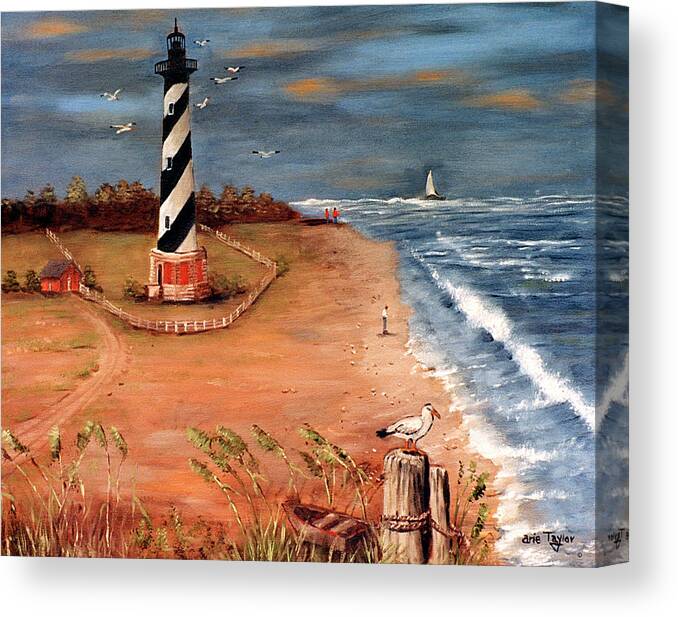 Cape Hatteras And The Seagull Canvas Print featuring the painting Cape Hatteras And The Seagull by Arie Reinhardt Taylor