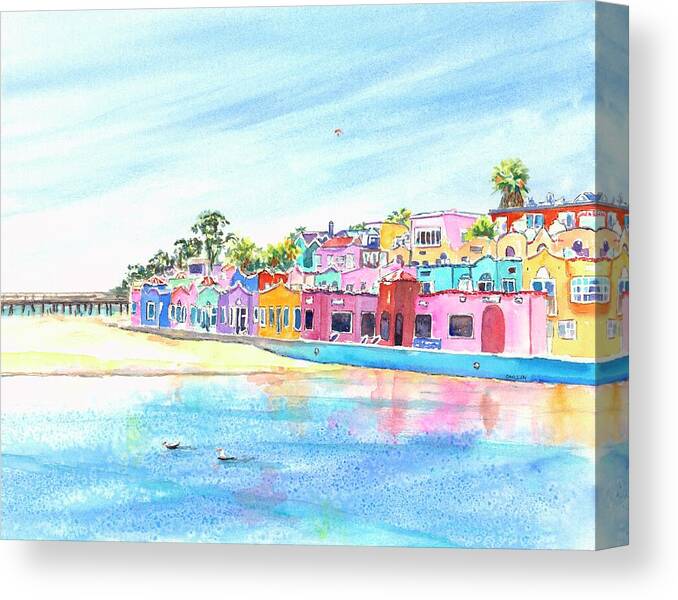 Capitola Canvas Print featuring the painting Capitola California Colorful Houses by Carlin Blahnik CarlinArtWatercolor