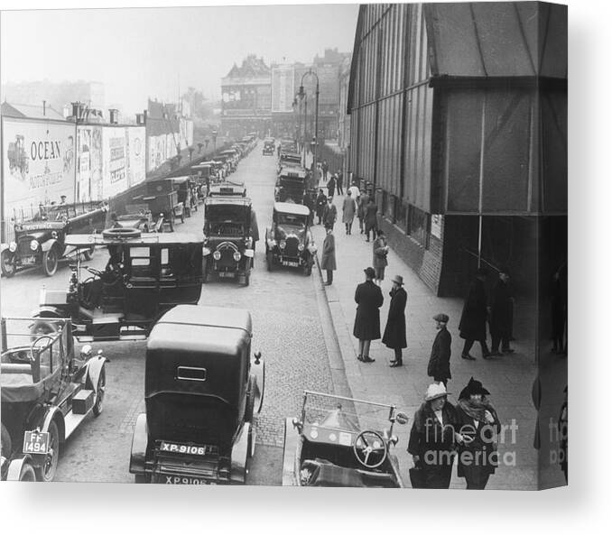 People Canvas Print featuring the photograph Cars And People Visiting The Motor Show by Bettmann