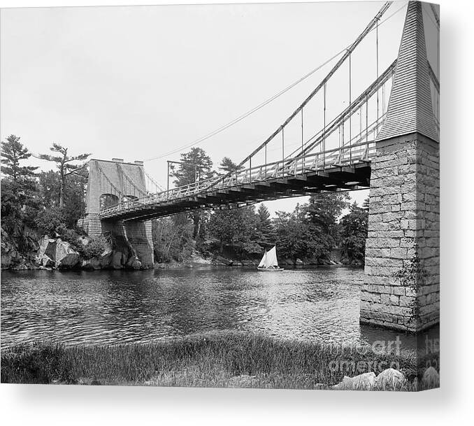 1800s Canvas Print featuring the photograph Chain Bridge At Newburyport by Library Of Congress/science Photo Library