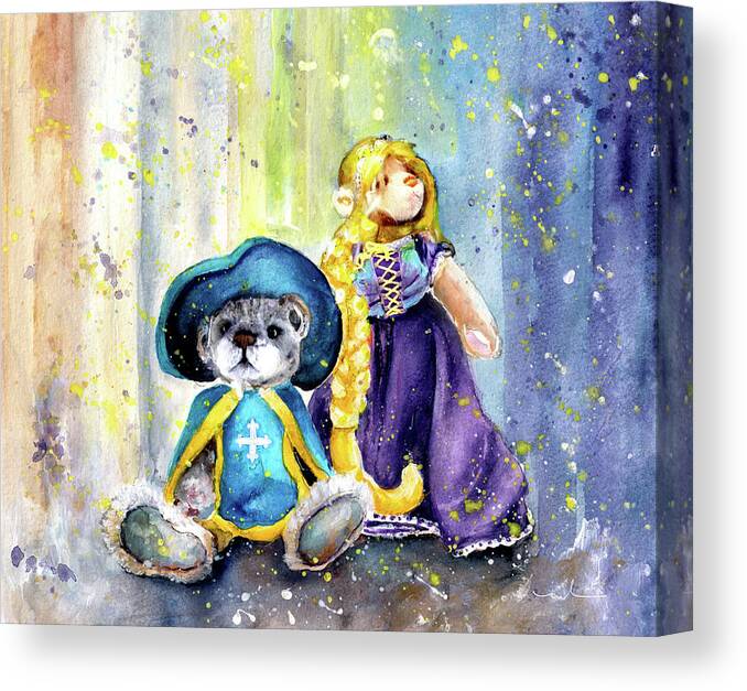 Teddy Canvas Print featuring the painting Charlie Bears Faux Pas And Princess by Miki De Goodaboom