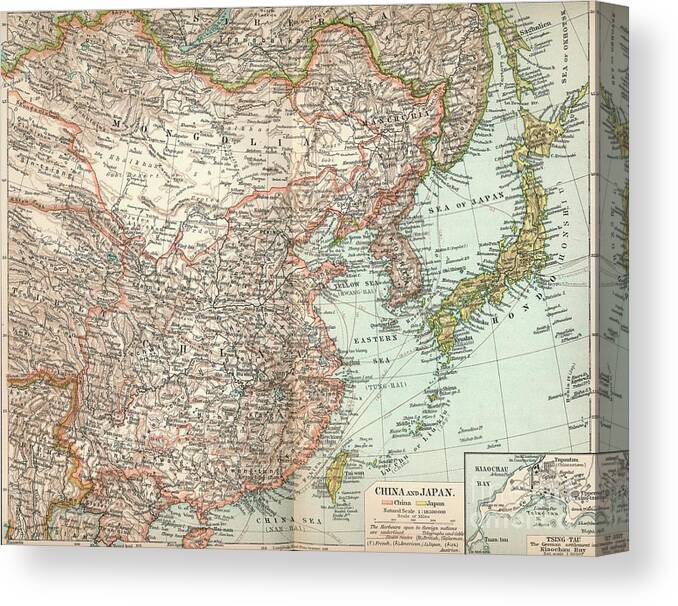 Continent Canvas Print featuring the drawing China And Japan, C1903, 1904 by Print Collector