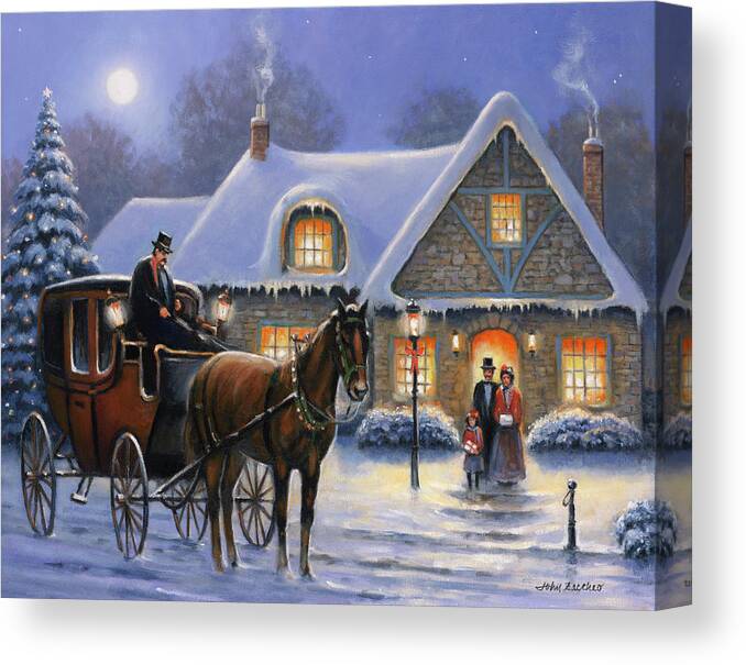 Christmas Canvas Print featuring the painting Christmas Eve by John Zaccheo