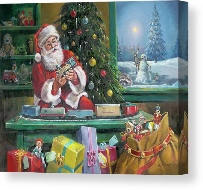 Christmas Is Coming Final Canvas Print featuring the painting Christmas Is Coming Final 20 X 24 by R.j. Mcdonald