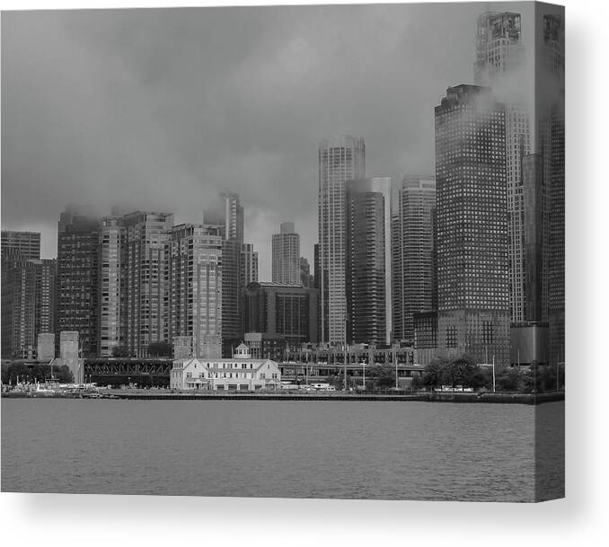 Chicago Canvas Print featuring the photograph Cloudy Skyline by Laura Hedien