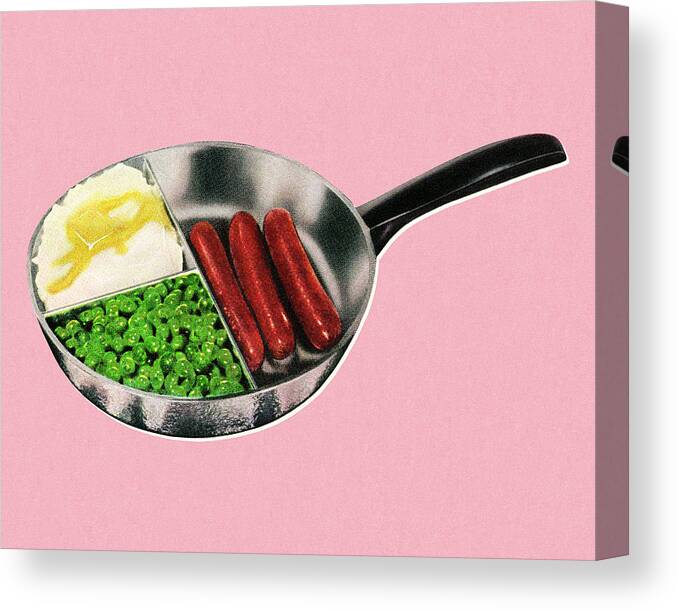 Campy Canvas Print featuring the drawing Cooking Dinner in a Pan by CSA Images