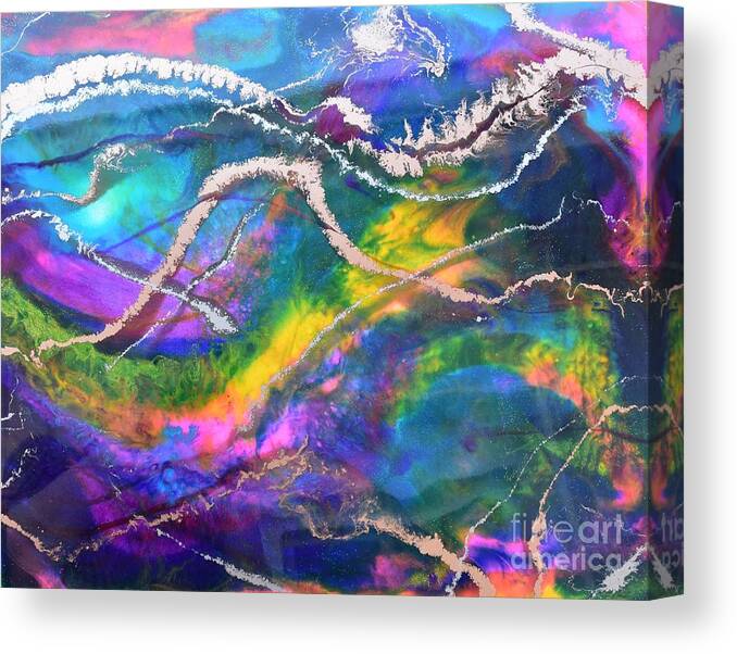 Resin Canvas Print featuring the mixed media Cosmos by Monika Shepherdson